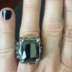 Black onyx fang ring